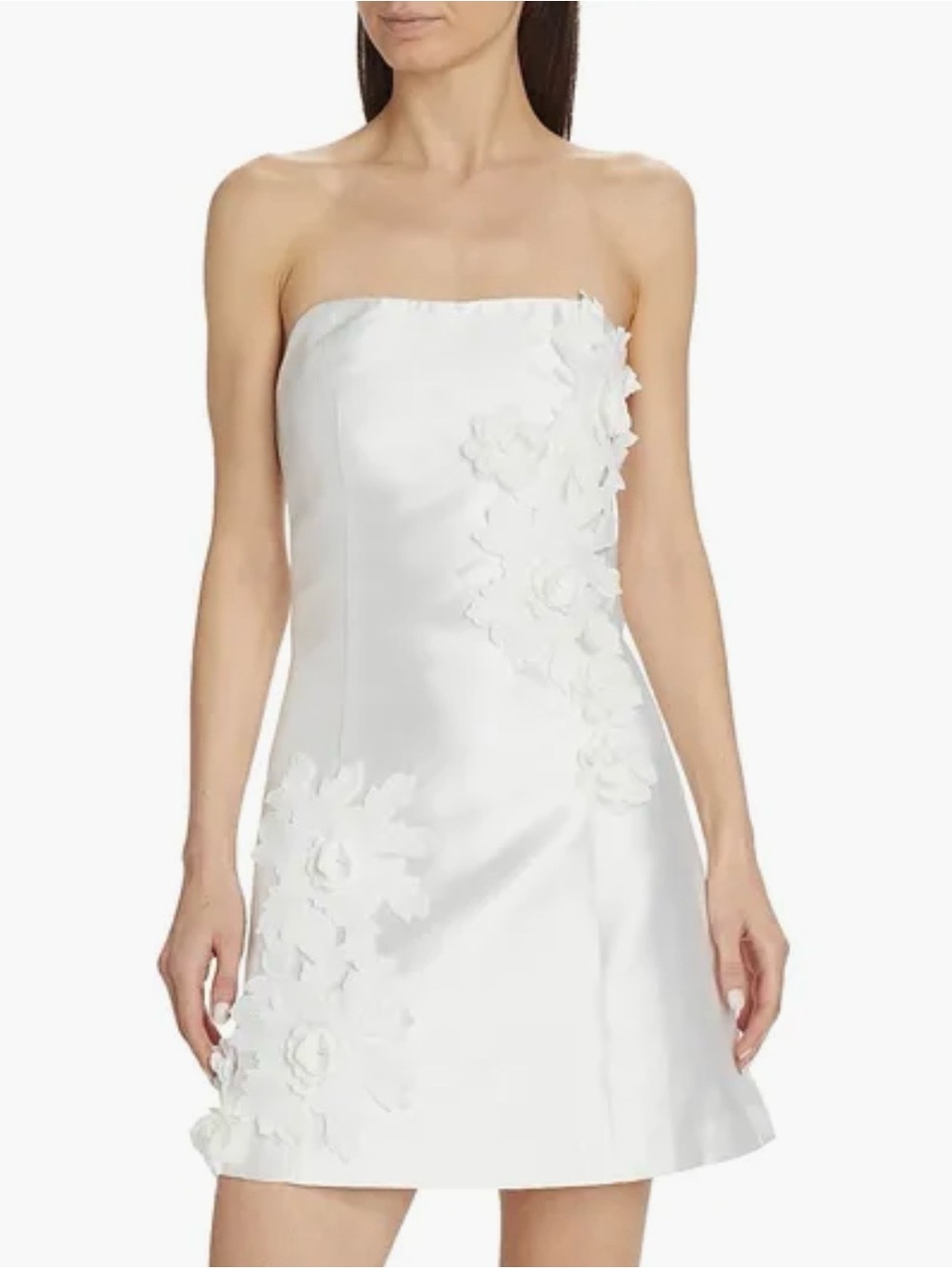 Elliatt Walter Strapless White Floral Appliqué Mini Dress • msrp $245